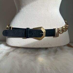 Elegant Black and Gold Women's Leather Belt